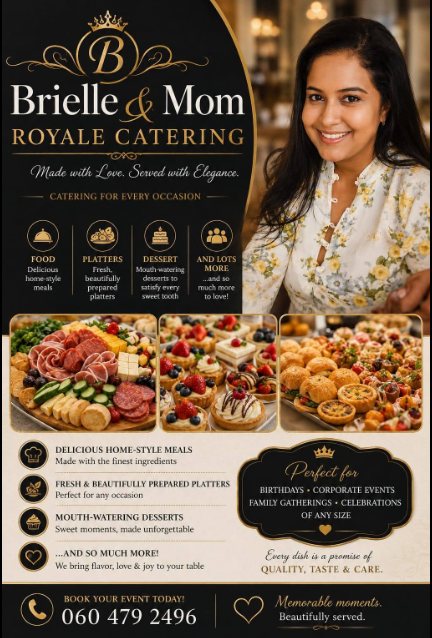 Original Brielle & Mom Royale Catering flyer